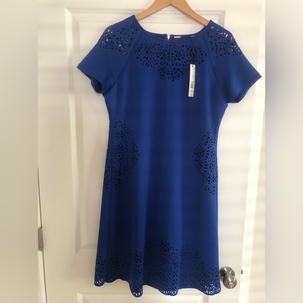 NWT! Tahari Cobalt Blue Laser Cutout Dress